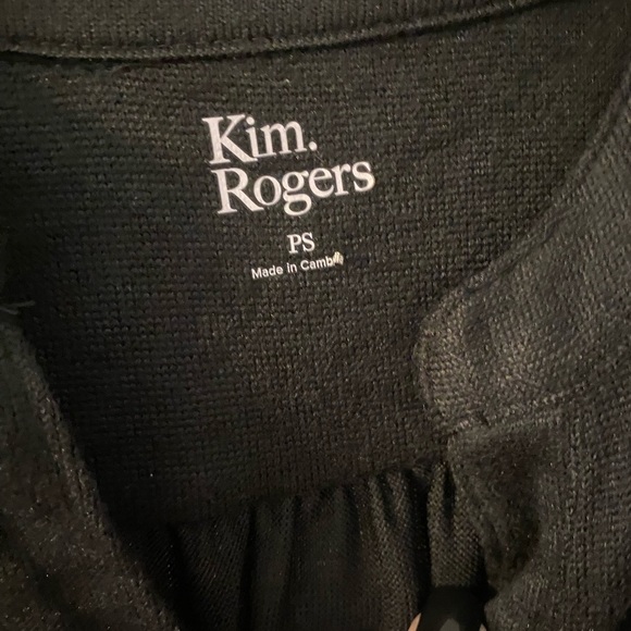 New Nwt Kim Rogers Womens Petite Small Black Popover Button Front Roll Sleeve - Picture 4 of 5